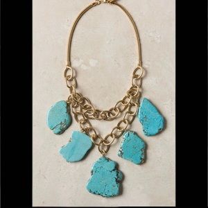 Anthropologie Turquoise / gold statement necklace